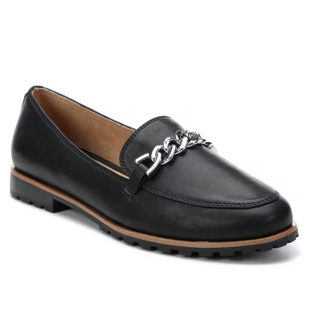 Black Loafers with Chain Detail